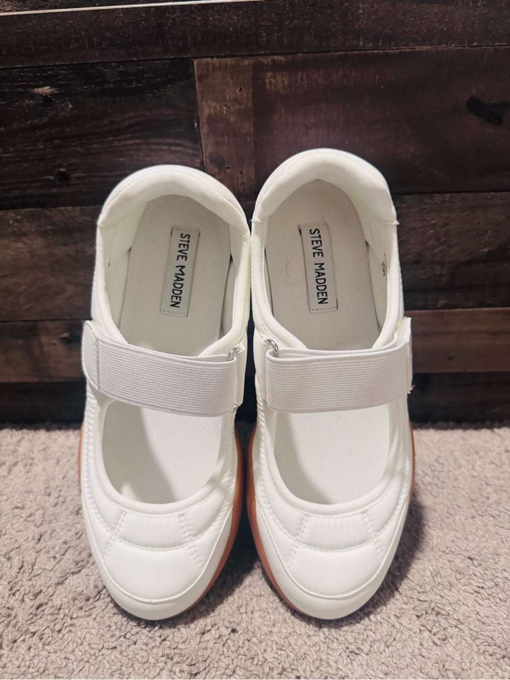 Steve Madden White Mary Jane Sneakers with Gum Outsole